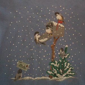 Vintage Winter Birds Collared Crewneck Sweatshirt